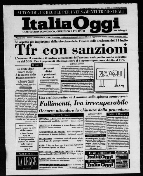 Italia oggi : quotidiano di economia finanza e politica